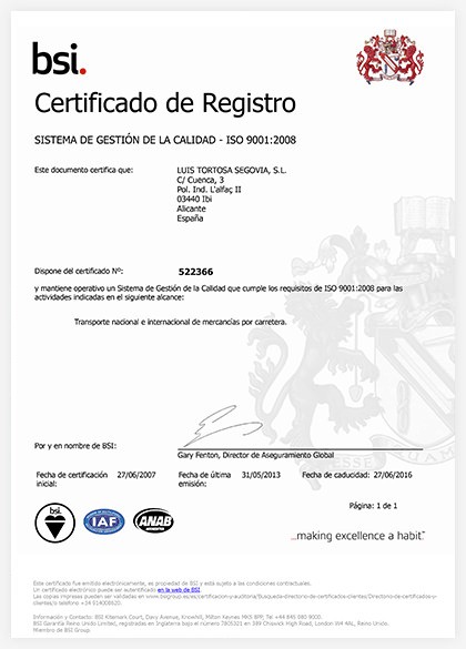Certificado de calidad