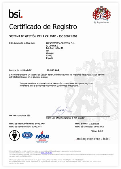Certificado ISO 9001